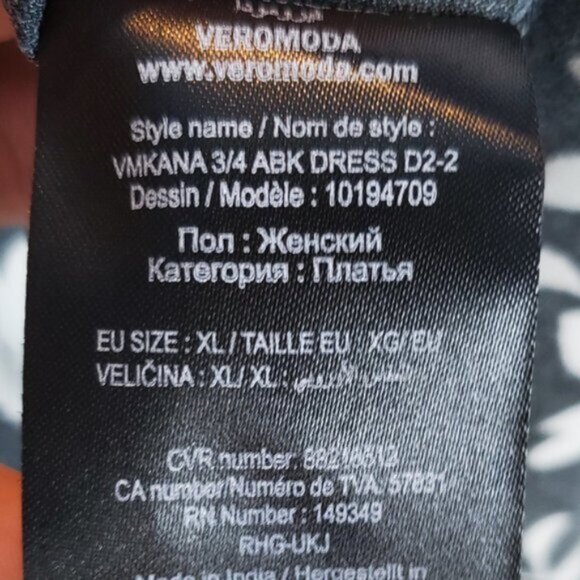 VERO MODA Dress Women’s Black and White Floral Midi Size XL - Picture 8 of 8